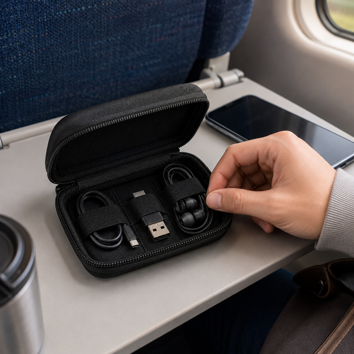 Mini Tech Accessory Organizer Case – Compact Cable, Charger & Earbud Storage Bag