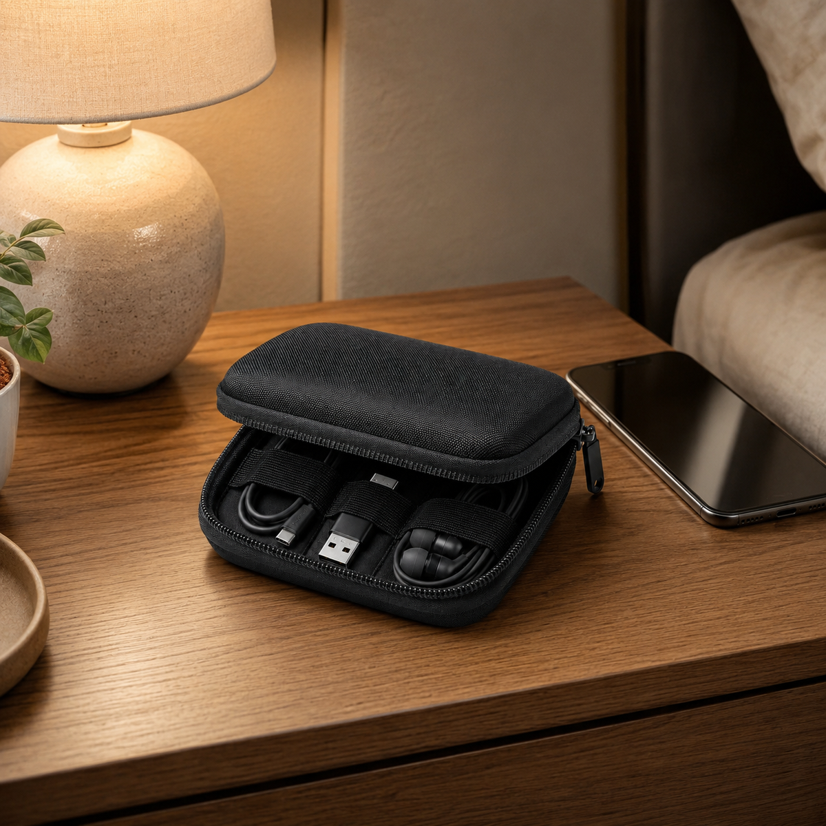 Mini Tech Accessory Organizer Case – Compact Cable, Charger & Earbud Storage Bag