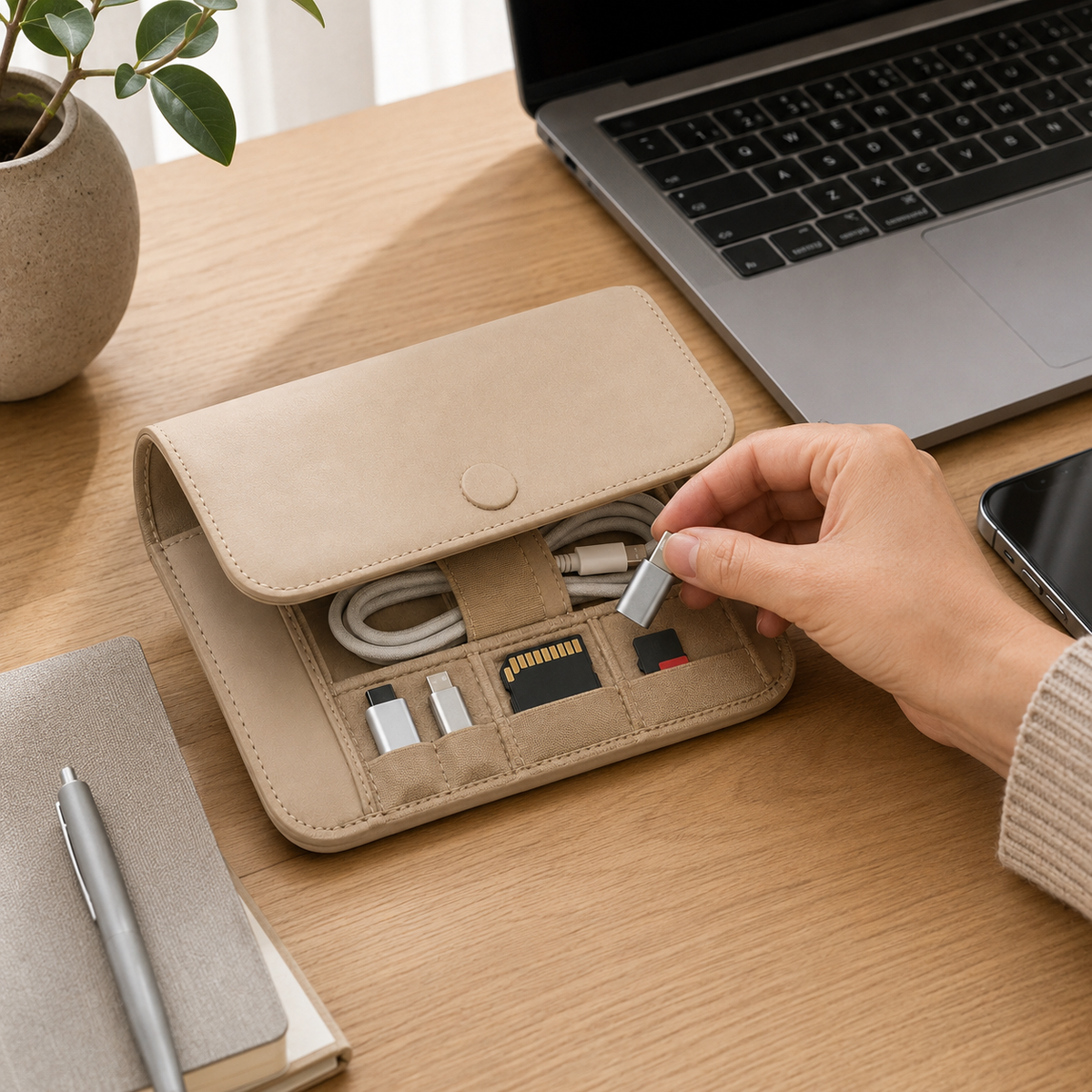 Compact Travel Tech Organizer for Cables & Adapters