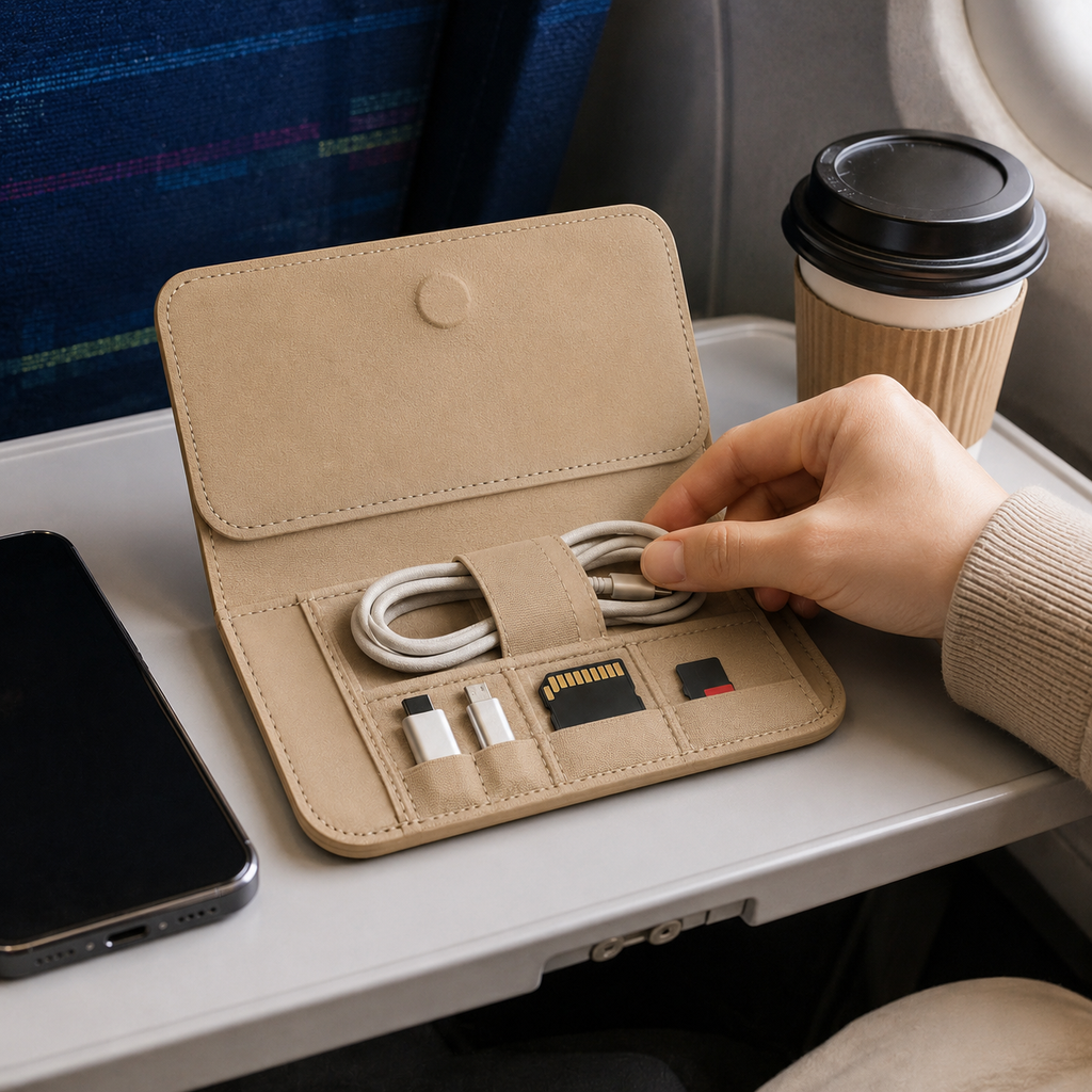 Compact Travel Tech Organizer for Cables & Adapters