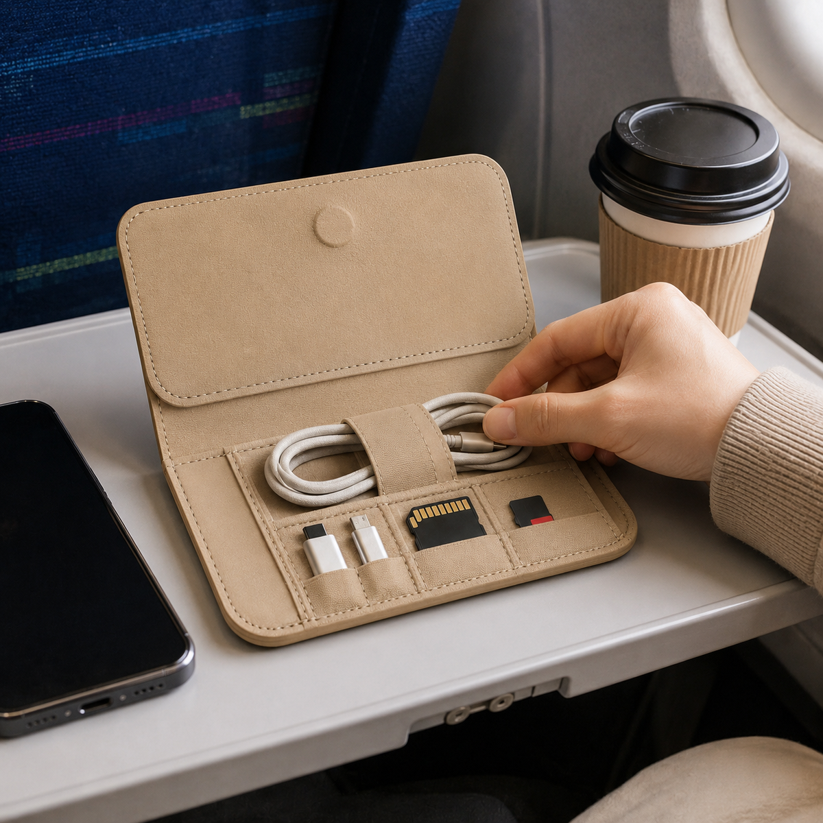 Compact Travel Tech Organizer for Cables & Adapters