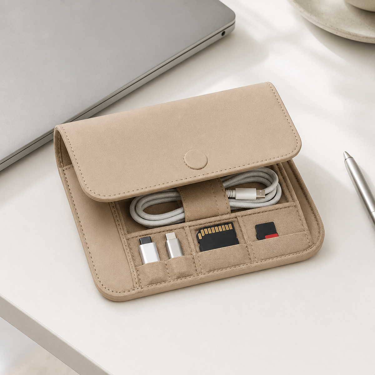 Compact Travel Tech Organizer for Cables & Adapters