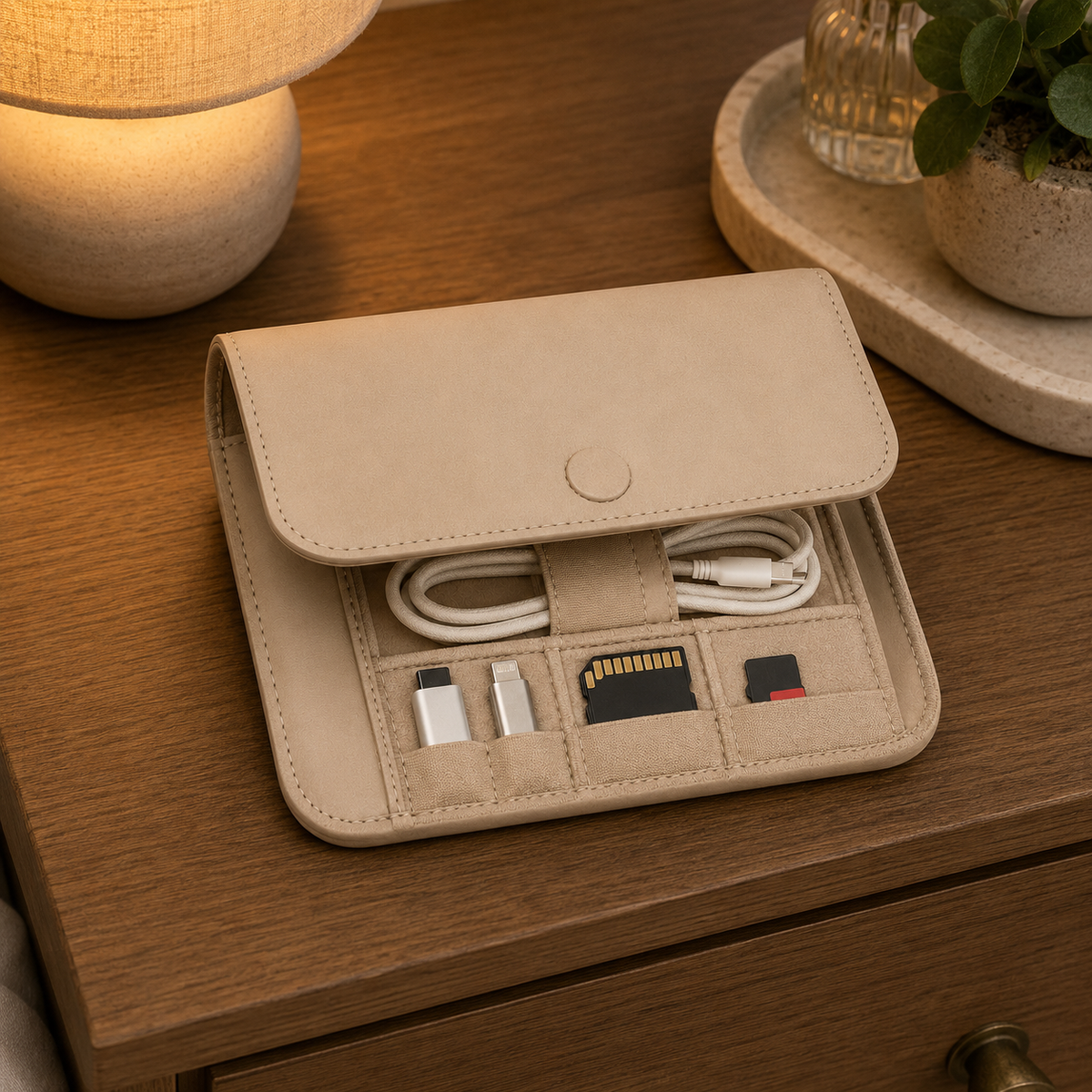 Compact Travel Tech Organizer for Cables & Adapters