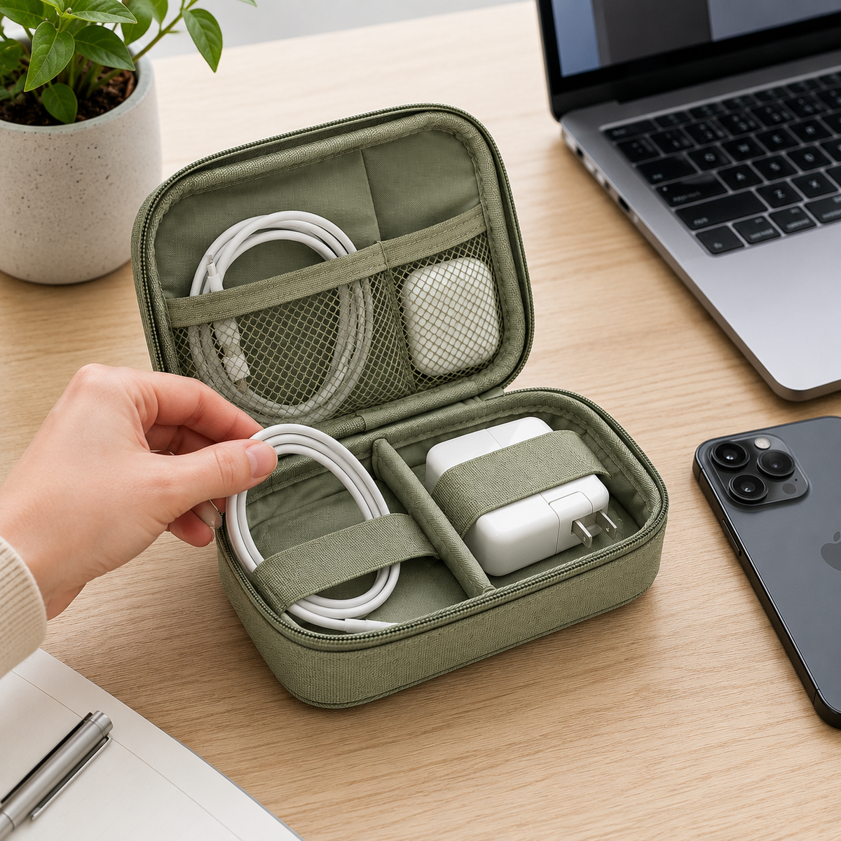 Portable Charger and Cable Organizer Bag