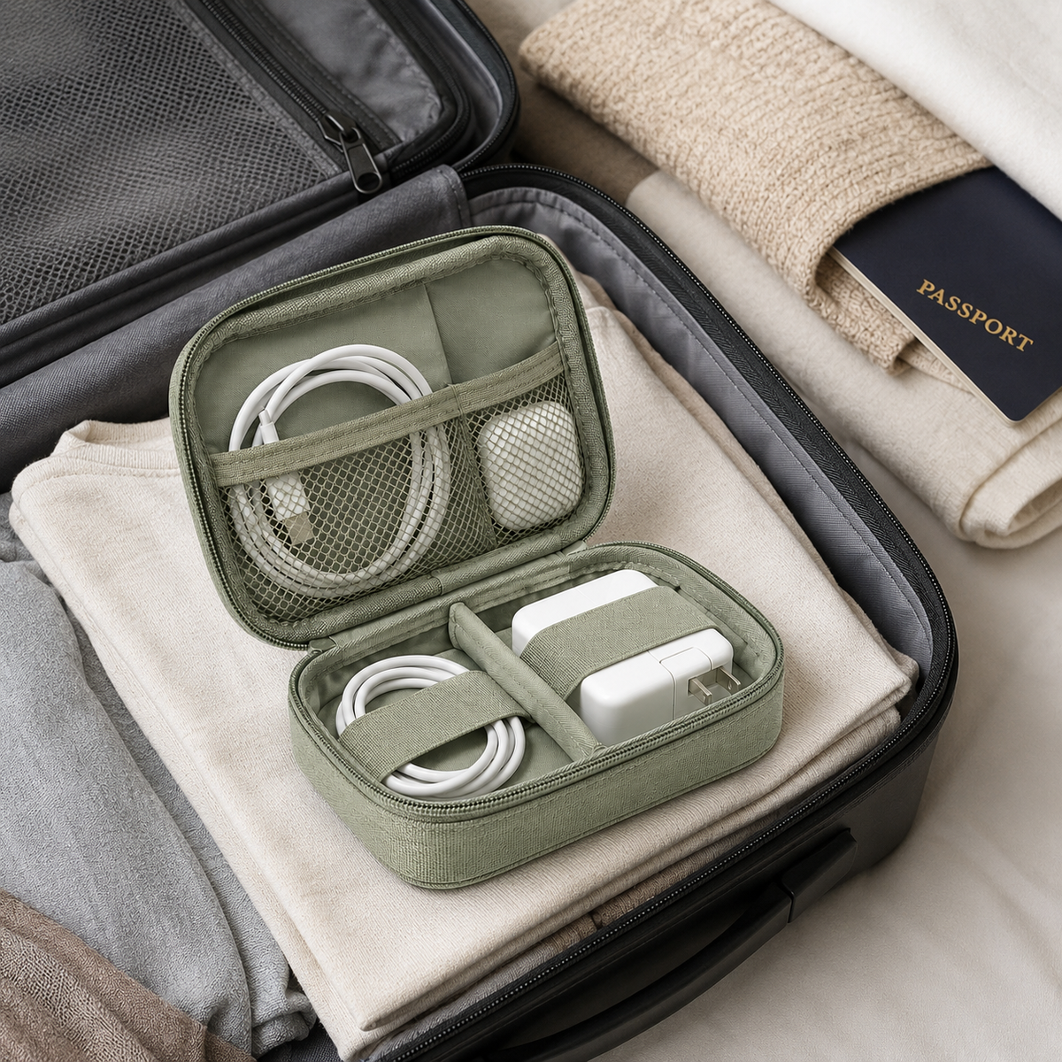 Portable Charger and Cable Organizer Bag