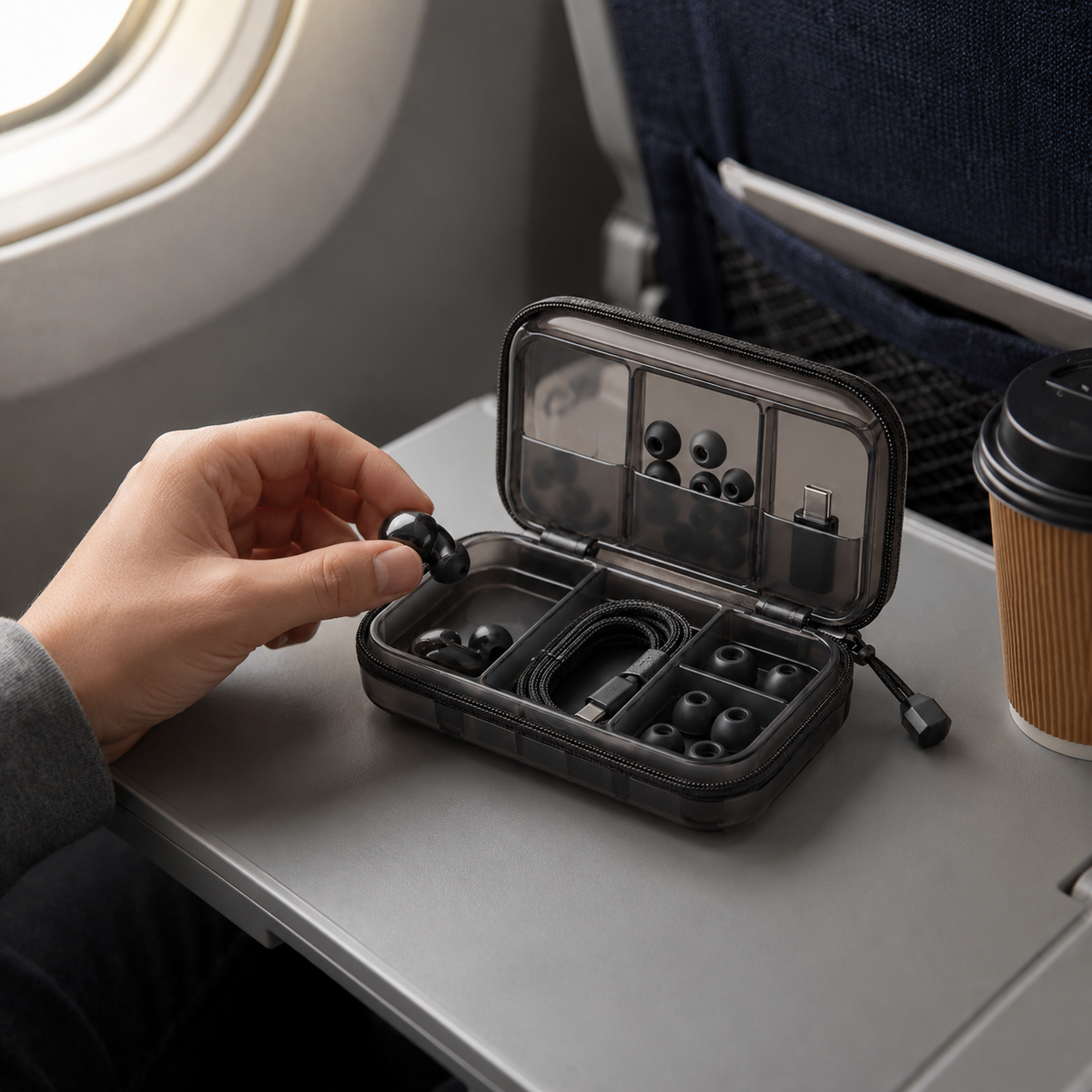 Transparent Tech Organizer for Earbuds & Accessories