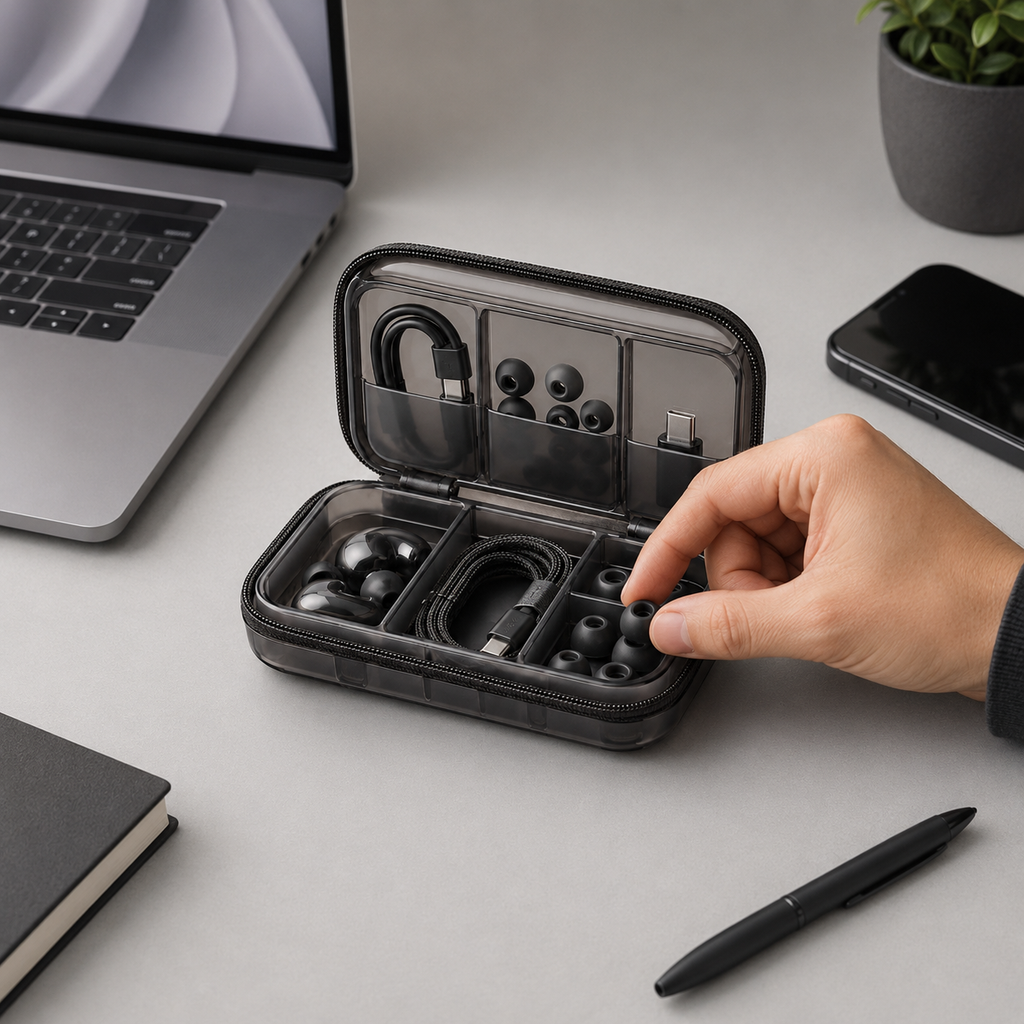 Transparent Tech Organizer for Earbuds & Accessories