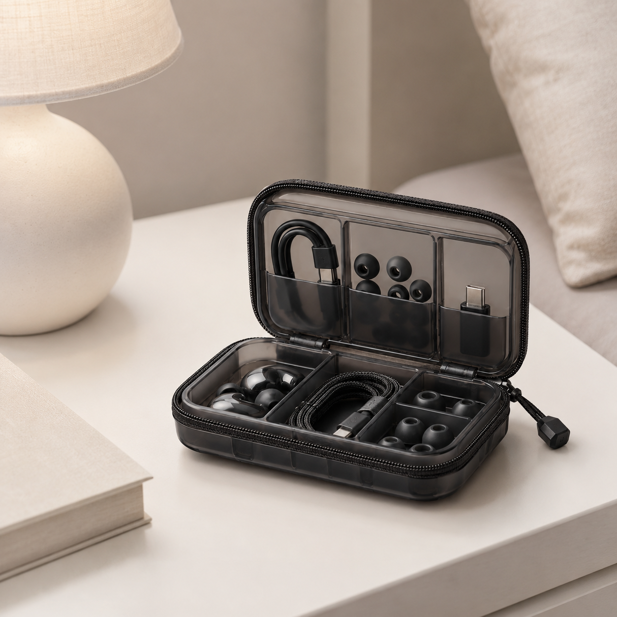 Transparent Tech Organizer for Earbuds & Accessories