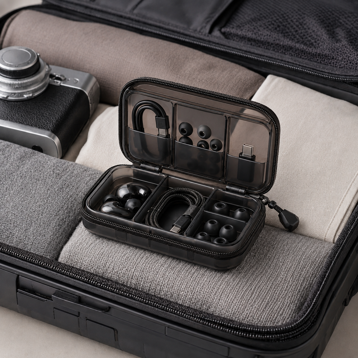 Transparent Tech Organizer for Earbuds & Accessories